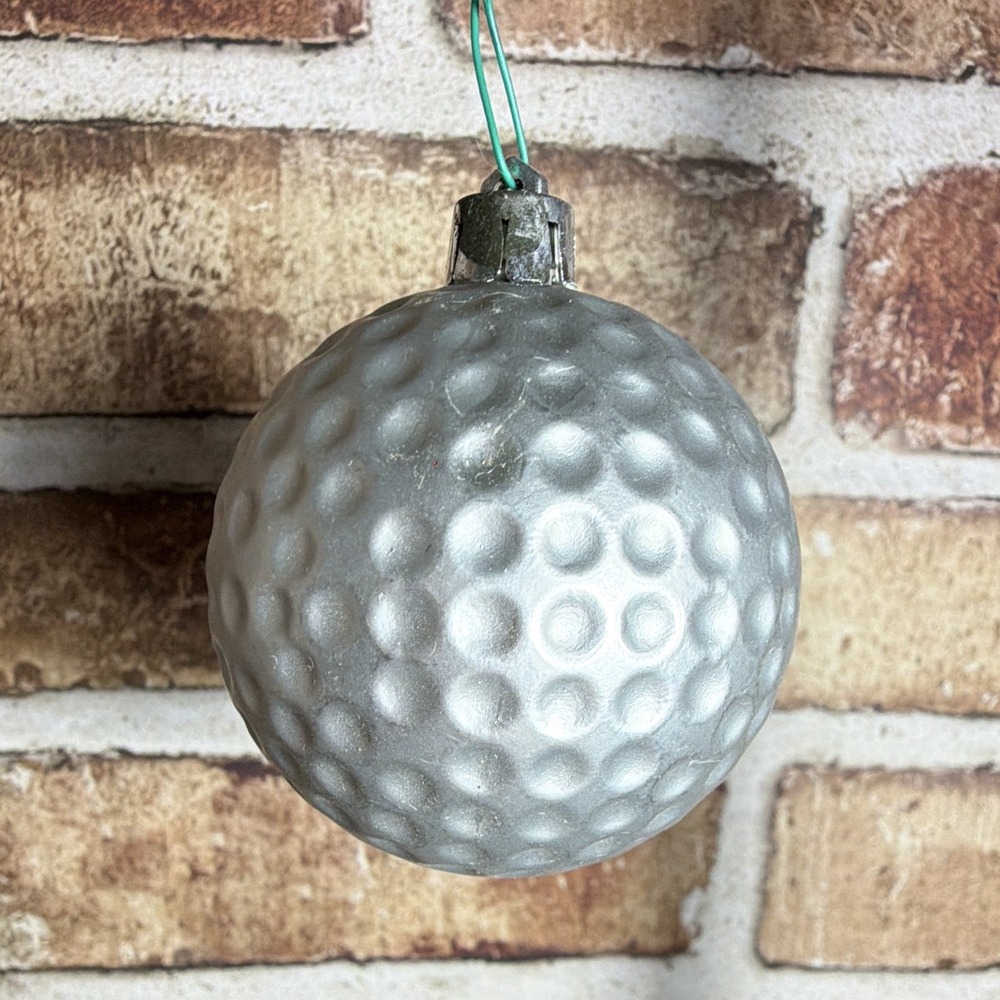 Silver Golf Ball Christmas Ornament Hanging Sports Holiday Decor